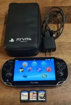 SONY PS Vita 本体 充電器 ケース ソフト、SDカード付き！