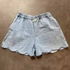 BREEZE スカラップ　ショートパンツ 130 女の子　デニム　ウエストゴム