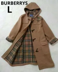【美品】バーバリー ダッフルコート ヘリンボーン ノバチェック M〜L キャメル 美品】バーバリー ダッフルコート ヘリンボーン ノバチェック M