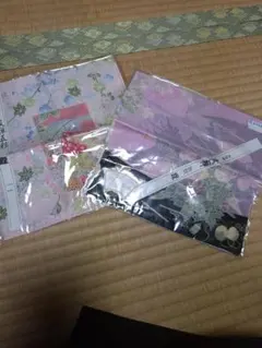 加賀友禅五彩 花柄 和風ハンカチ　2枚セット