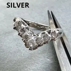 【H1560】SILVER ヴィンテージリング 昭和レトロ　指輪　Ｖ字デザイン