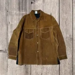70s 80s スエード レザージャケット ハンドメイド ヴィンテージ XL46
