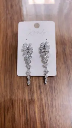 【ブライダル】ジルコニア シルバー ロングイヤリング