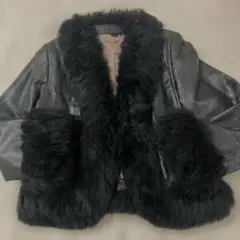 i8)レディース本皮ファージャケット　裏地あり　ヴィンテージ　M〜Lサイズ