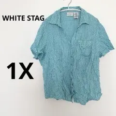 WHITE STAG白 ターコイズ ギンガムチェックシャツ 【1X】ヴィンテージ