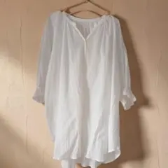 ​グローバルワーク シワ加工 チュニック シャツ ブラウス 白 ホワイト フリーのサムネイル