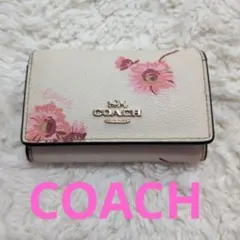 COACH 花柄 レザーキーケース
