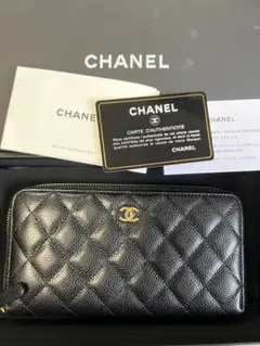 CHANEL キャビアスキン マトラッセ 長財布 ブラックのサムネイル