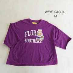 WIDE-CASUAL トレーナー オーバーサイズ M-XL相当 パープル 紫のサムネイル