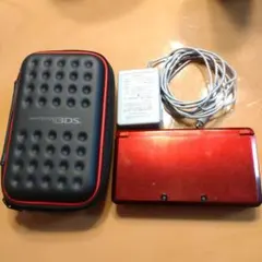 良品 ニンテンドー3DS 赤 本体 充電器 ケース付き