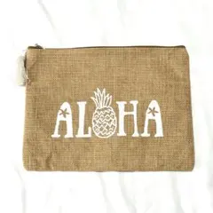 ALOHA パイナップル柄 ジュート ポーチ ハワイアンのサムネイル