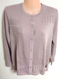 レディース カーディガン 薄紫色 M 麻 アクリル オシャレ カジュアル 上品