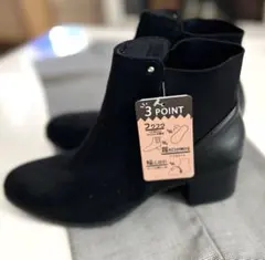 新品タグ付き✨ 幅広設計・ふわふわクッション ショートブーツ 黒 Lサイズ