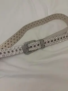 ベルト　ホワイト　y2k ギャル　キラキラ　ストーン付き