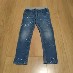 デニムブルー ダメージ加工 ロングパンツ 100cm