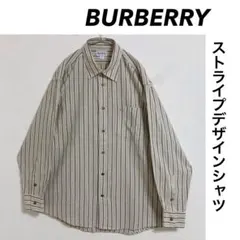 BURBERRY ストライプシャツ ワンポイント刺繍ロゴ ボタンダウン 日本製