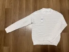 GU タックボーダーセーター　ホワイト　コットン