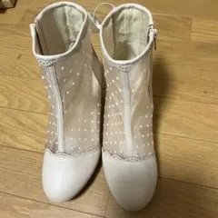 axes femme ホワイトドット柄クリアヒールブーツ