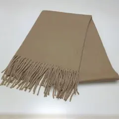 マフラー　ベージュ　大きめ　　フリンジ付き