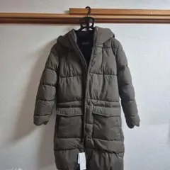ブラウン フード付き ロングダウンジャケット