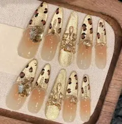 新品 アート ネイルチップ ヒョウ柄 ギャル 長爪 ロングネイル 付け爪 b