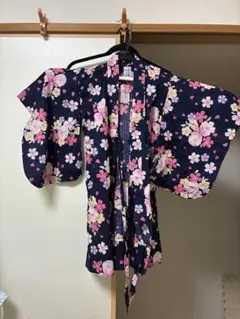 ミキハウス　浴衣 花柄　紺　120 ラメ入りのサムネイル