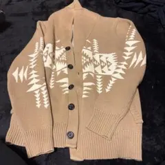 BAYFLOW ベージュ 幾何学模様 カーディガン