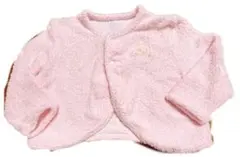 美品　ファミリアピンク タオル地カーディガン うさぎ刺繍　70-85cm