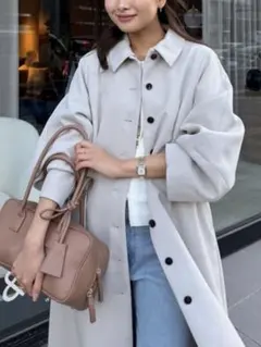 LOUNIEルーニィタックフォルムロングコート38Mベージュ