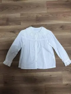 Tartine et Chocolat ホワイト長袖シャツ