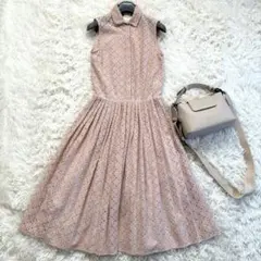 美品レア Leenoy リーノイ S ワールド 総花柄レース ワンピース ピンク