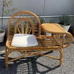 レトロ カントリー ラタン チェア 椅子 ベンチ 3人掛け] VeroMan ラタン ベンチ ウッド ダイニングチェア 椅子 安定