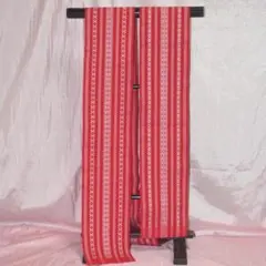 朱色筑前調両面全通柄 絹長さ約3ｍ40㎝超激安価格出物