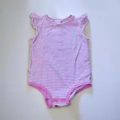 ラルフ・ローレン ベビー 9M サイズ70 ピンクストライプロンパース ガール