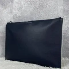 未使用級 Saint Laurent レザー クラッチバッグ 紺 ファスナー