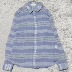 BELLE MAISON DAYS ストライプコットンシャツ長袖［L］ブルーのサムネイル