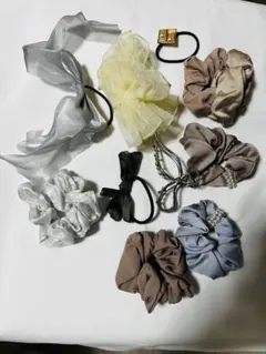 ヘアアクセサリーセット シュシュ ヘアゴム9点　まとめ