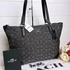 新品タグ付き☆COACHコーチ トートバッグ レザー ブラック シグネチャー
