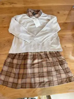 コムサイズム 長袖ワンピース 110cm ベージュ系