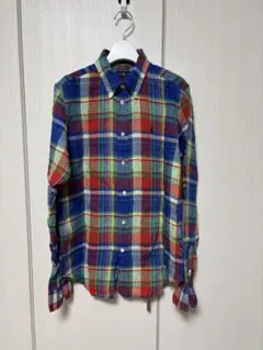 ラルフローレン リネン マドラスチェック ボタンダウン 長袖シャツ