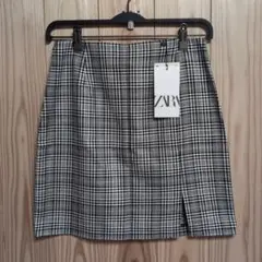 ZARA タイトスカート ブラック・ホワイト チェック S