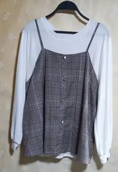 値下げ 4Lサイズのレイヤードデザインの長袖トップス