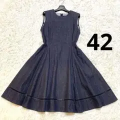 美品✨希少サイズ フォクシー FOXEY 梯子レース フレア デニム ワンピース