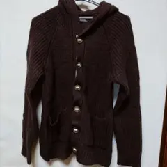 BEAMS ビームス ニットカーディガン Mサイズ 茶色 毛100%  フード付