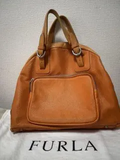 FURLA オレンジ レザー ハンドバッグ