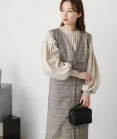 SENSE OF PLACEシーズンレスチェックフロントボタンジャンパースカート