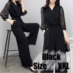 パンツドレス　セットアップ　XXL フォーマル オールインワン 黒　大きいサイズ