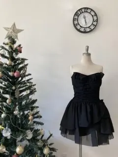 snidelブラックフリルミニドレス