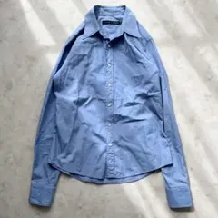 Ralph Lauren シャツ 袖ロゴ ブルー コットン ポニー刺繍