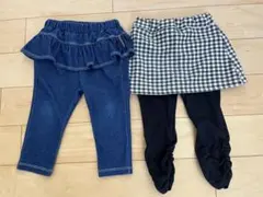 セラフ パンツ ズボン 80 ベビー フリル デニム調 ギンガムチェック 女の子